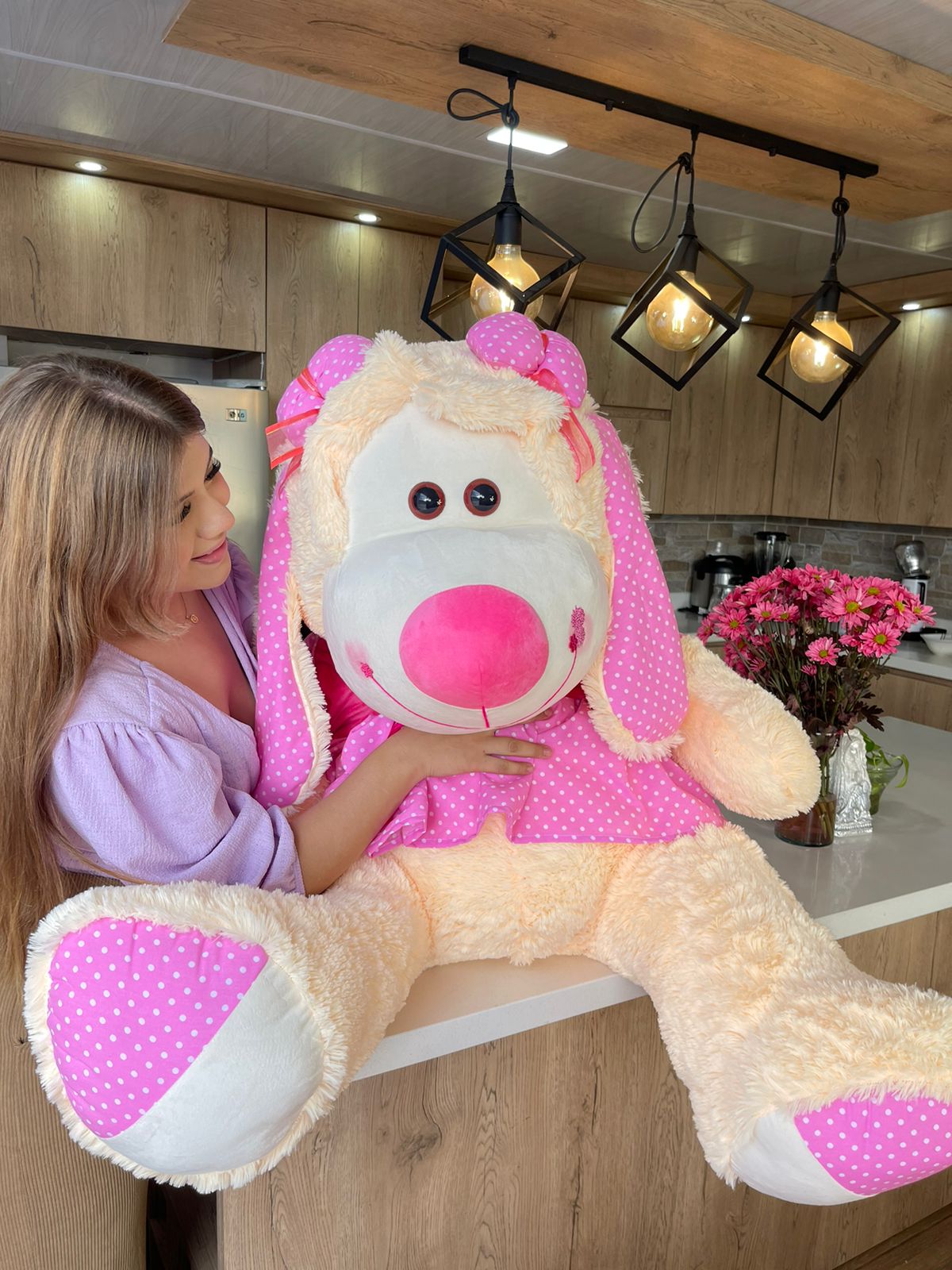 Perrito con Vestido Gigante 155 cm – Peluche Adorable y Divertido para Todo Público