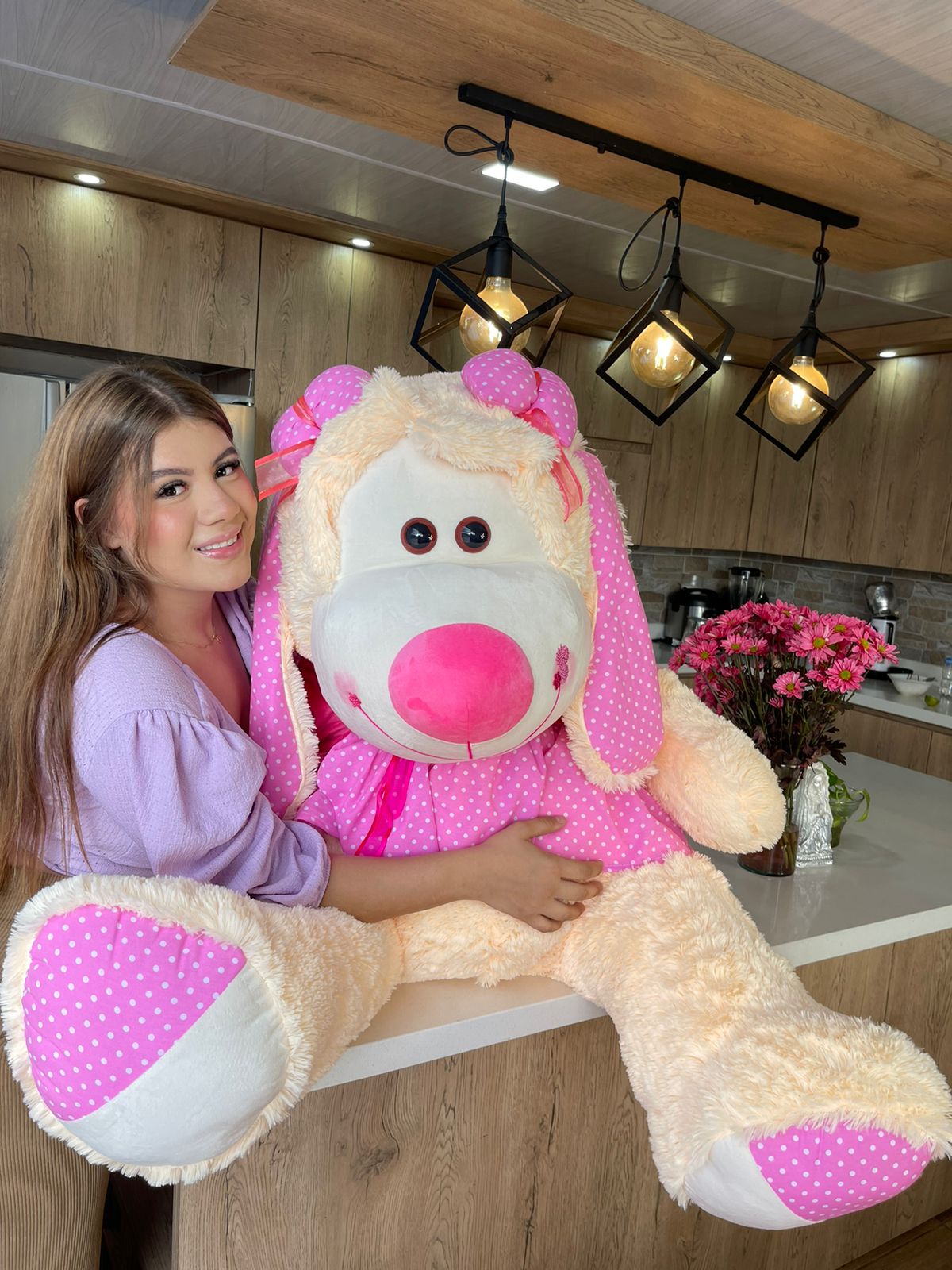 Perrito con Vestido Gigante 155 cm – Peluche Adorable y Divertido para Todo Público