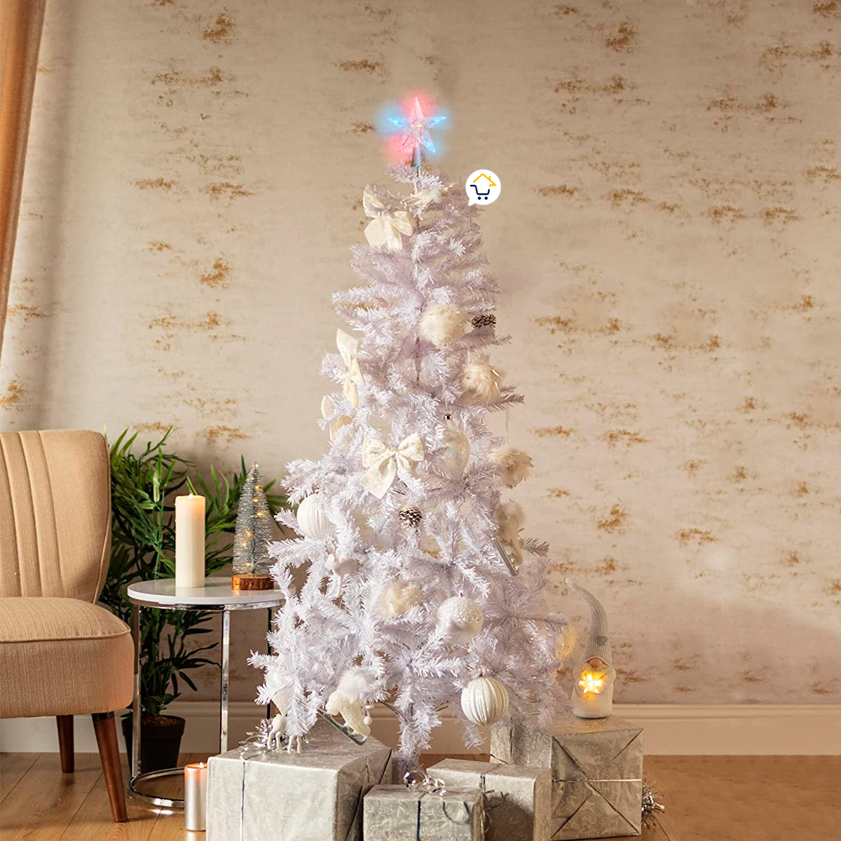 Árbol Navidad Blanco 150 cm 450 Ramas 208: Elegancia Invernal para Tu Hogar