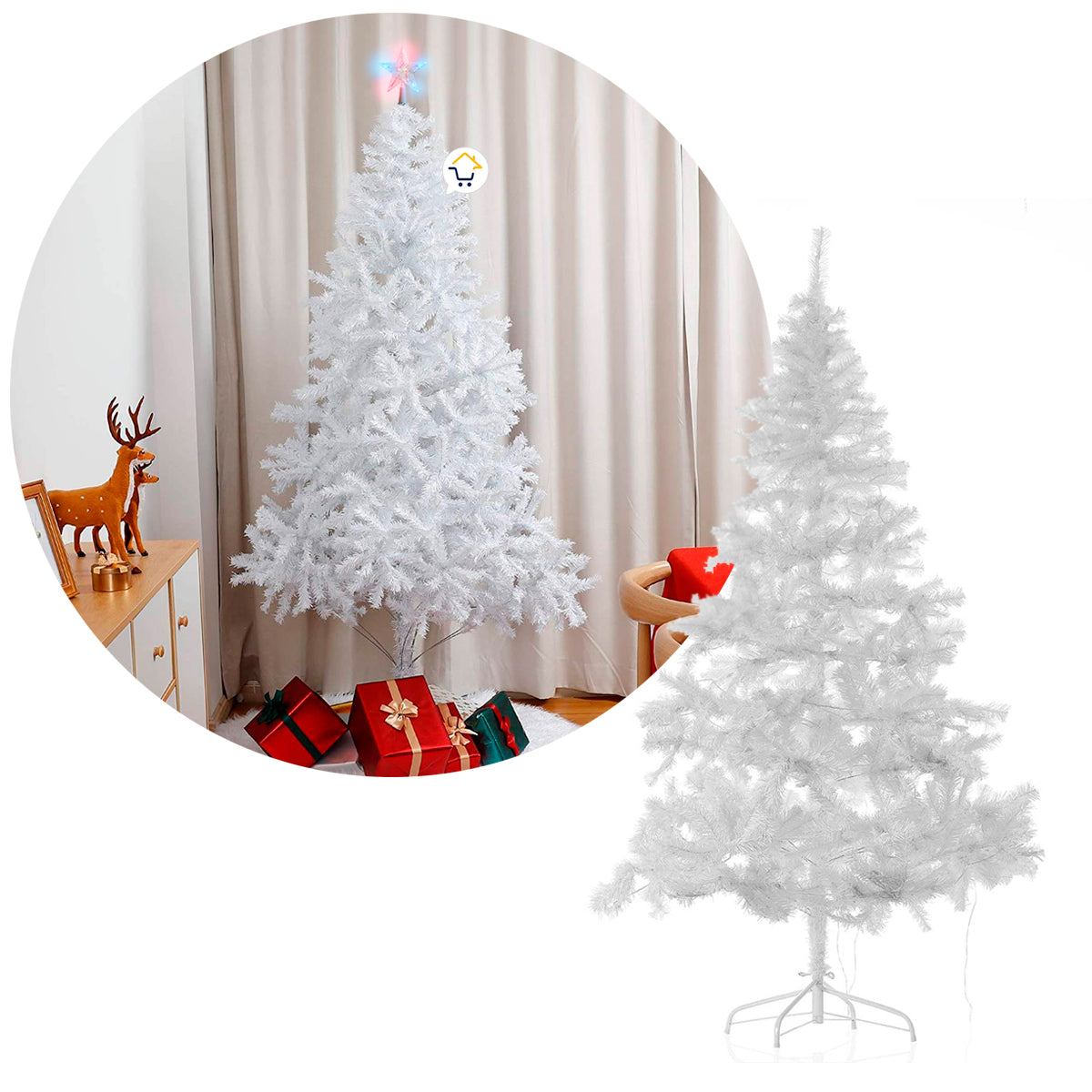 Árbol Navidad Blanco 150 cm 450 Ramas 208: Elegancia Invernal para Tu Hogar