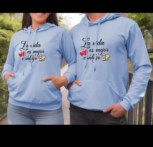 Buzo Hoodie La Vida Es Mejor Contigo