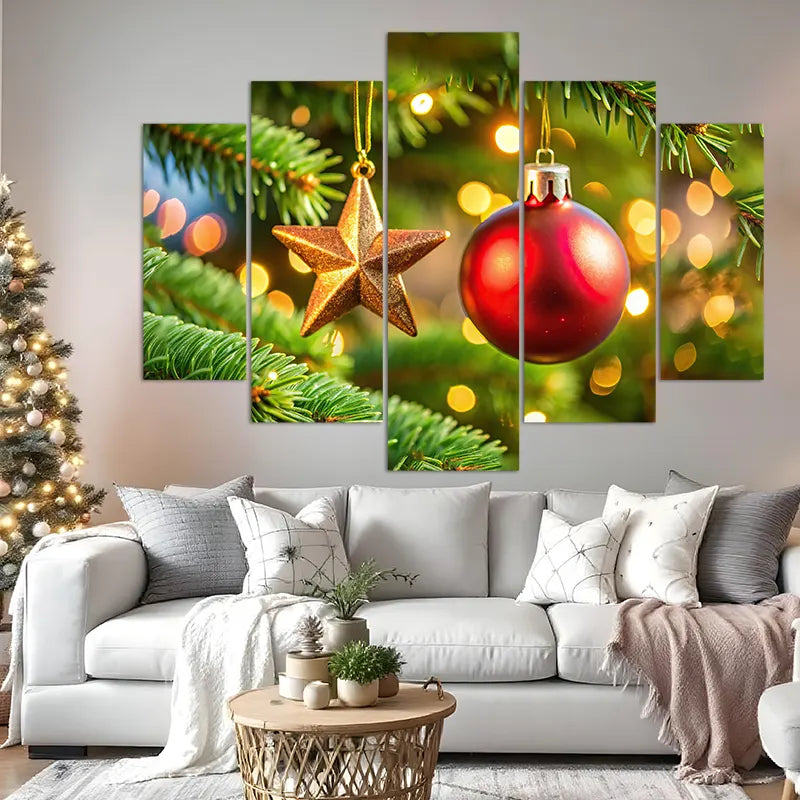 Cuadros de Navidad con 5 Retablos de Madera MDF – Decoración Festiva 114x78 cm