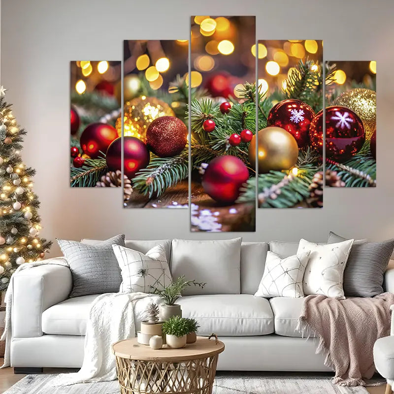 Cuadros de Navidad con 5 Retablos de Madera MDF – Decoración Festiva 114x78 cm