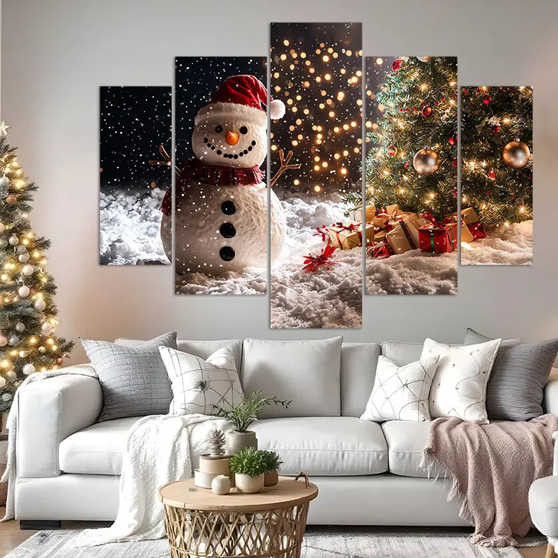 Cuadros de Navidad con 5 Retablos de Madera MDF – Decoración Festiva 114x78 cm