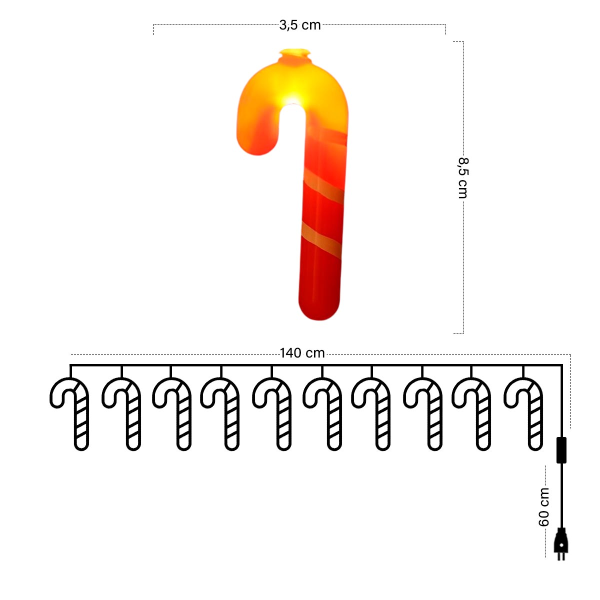 Guirnalda LED Navidad Bastones – Iluminación Festiva S4050