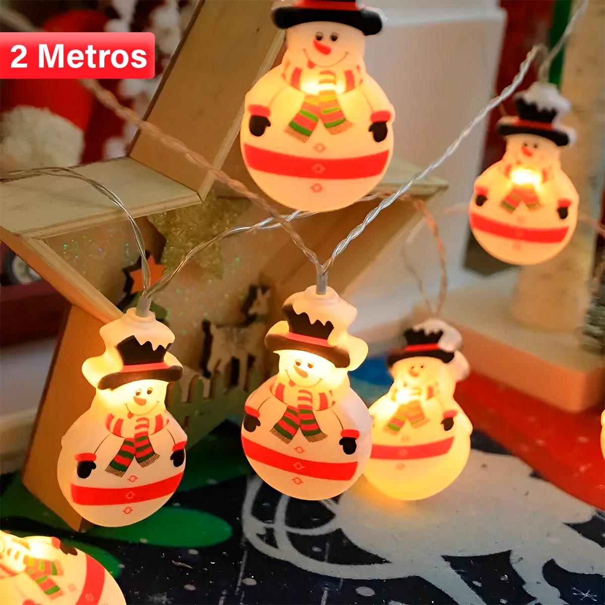 Guirnalda LED Navidad Muñeco de Nieve – Iluminación Festiva S4045