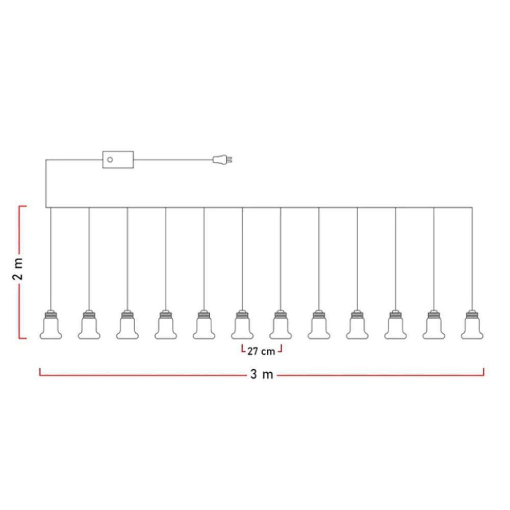 Cortina Luz LED Navidad Campanas 3x2mts – Ilumina tu Navidad con Campanas Brillantes