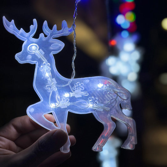 Cortina LED 3m con Figuras de Reno – 120 Lámparas Mágicas para Navidad