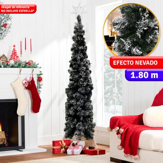 Árbol de Navidad Lápiz Nevado 180cm FEX10 – Elegancia Invernal para tu Navidad