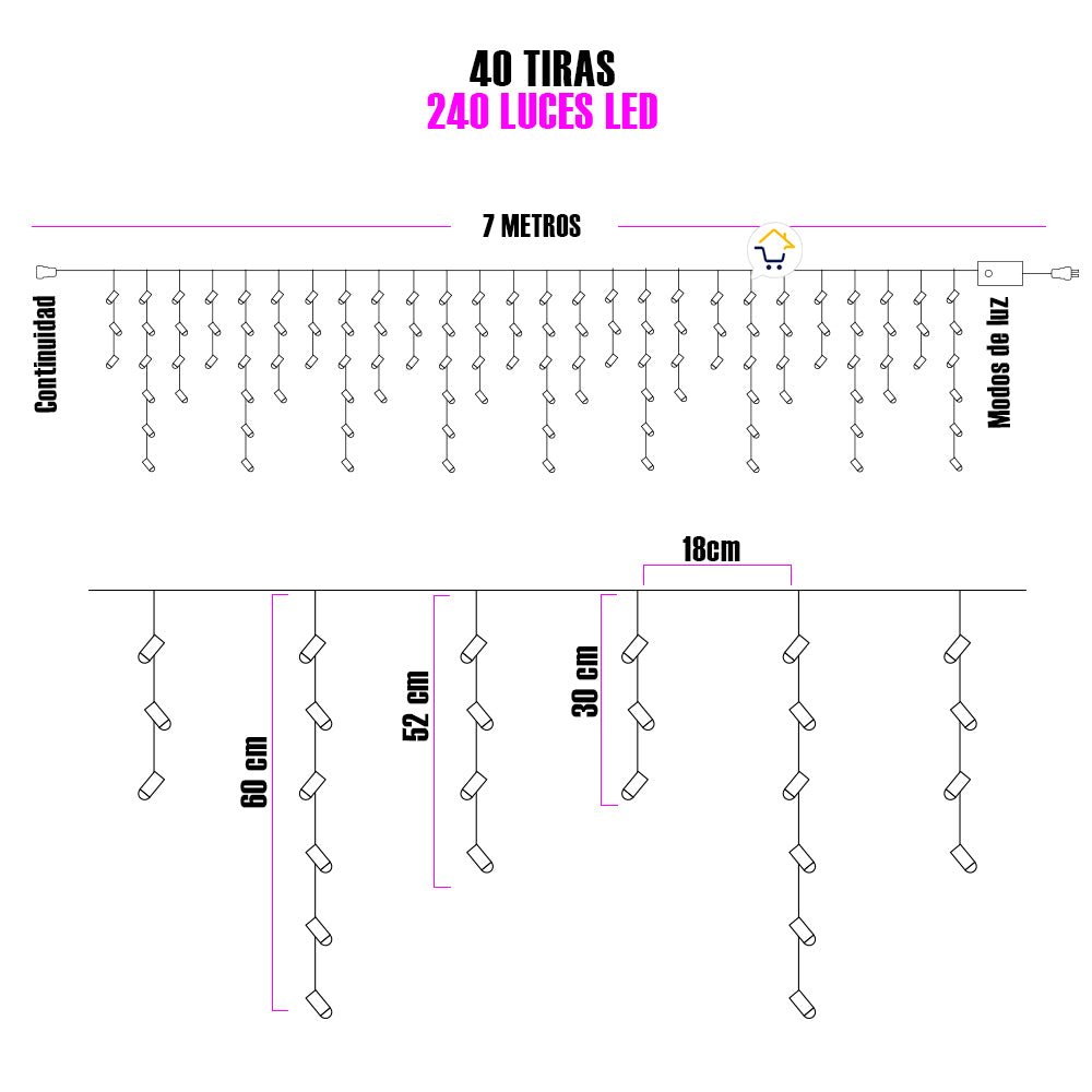 Cortina Intercalada 7m Navidad LEDC240L – Ilumina tu Navidad con Estilo y Magia