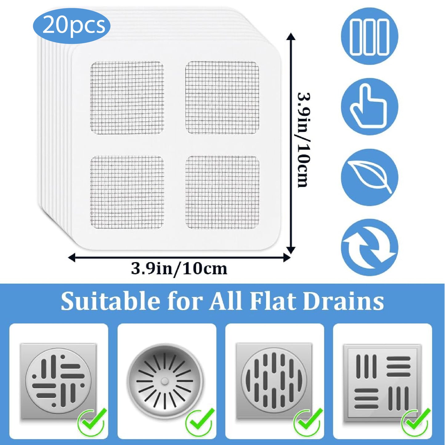 DrainGuard: Mallas Adhesivas Para Ducha Sifón X20, ¡Protege tu Drenaje con Eficiencia!